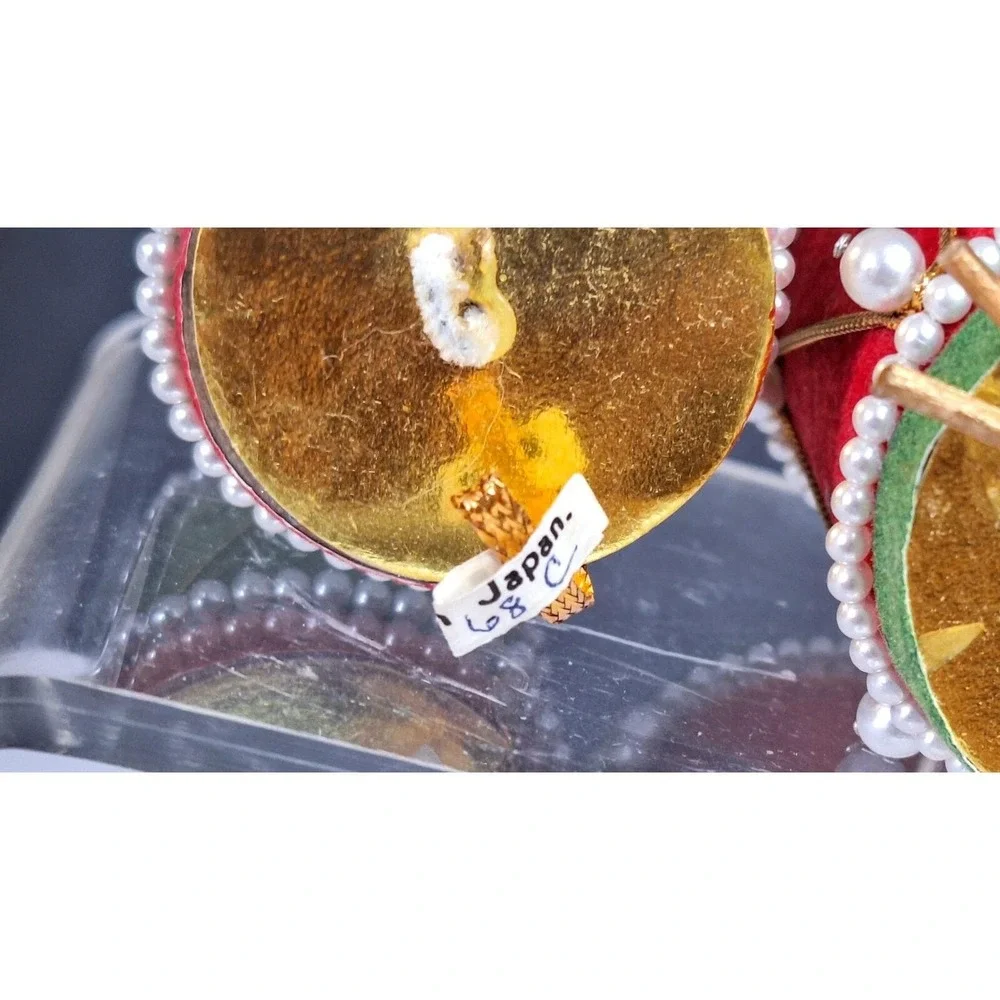 Lot Of 2 Made In‎ Japan Xmas Cardboard Drum Ornaments